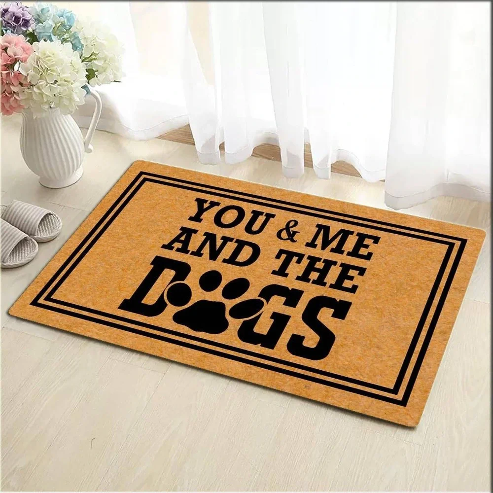 Welcome Doormat You and Me and the Dogs Paw Print Natural Fiber 23 x 15